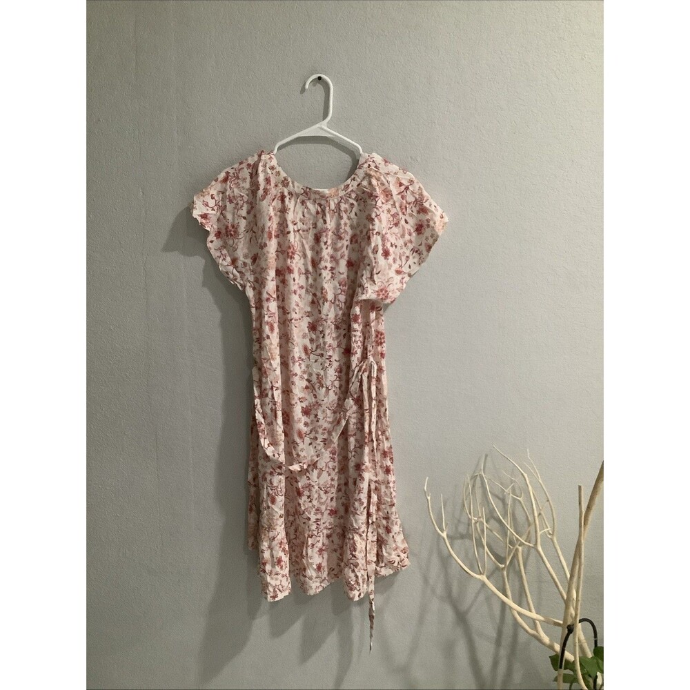 LUCKY BRAND DRESS SIZE L BOHO FLORAL COTTAGE BUTTON UP BELTED RAGLAN SLEEVE NWOT - Picture 4 of 12